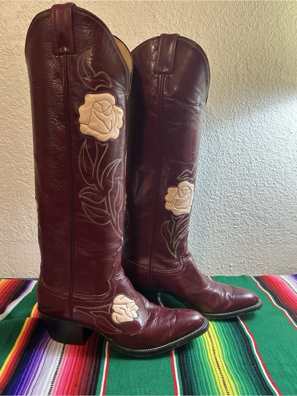 *RARE* Vintage Justin Western Knee-High Leather Cowboy Boots - Picture 4 of 10